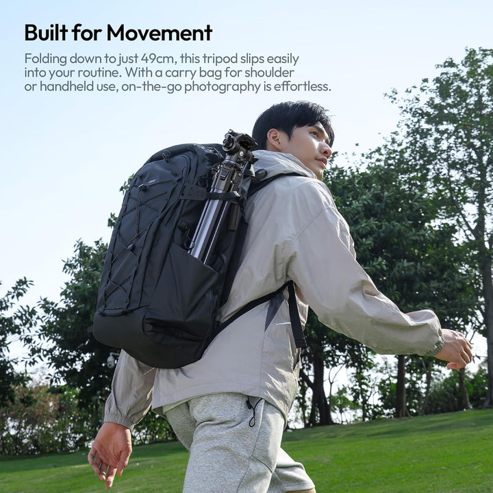 ULANZI Ombra Video II 157cm Videostativ mit Fluidkopf 360° Pan&-70°/+90° Tilt Pan, Travel Tripod mit