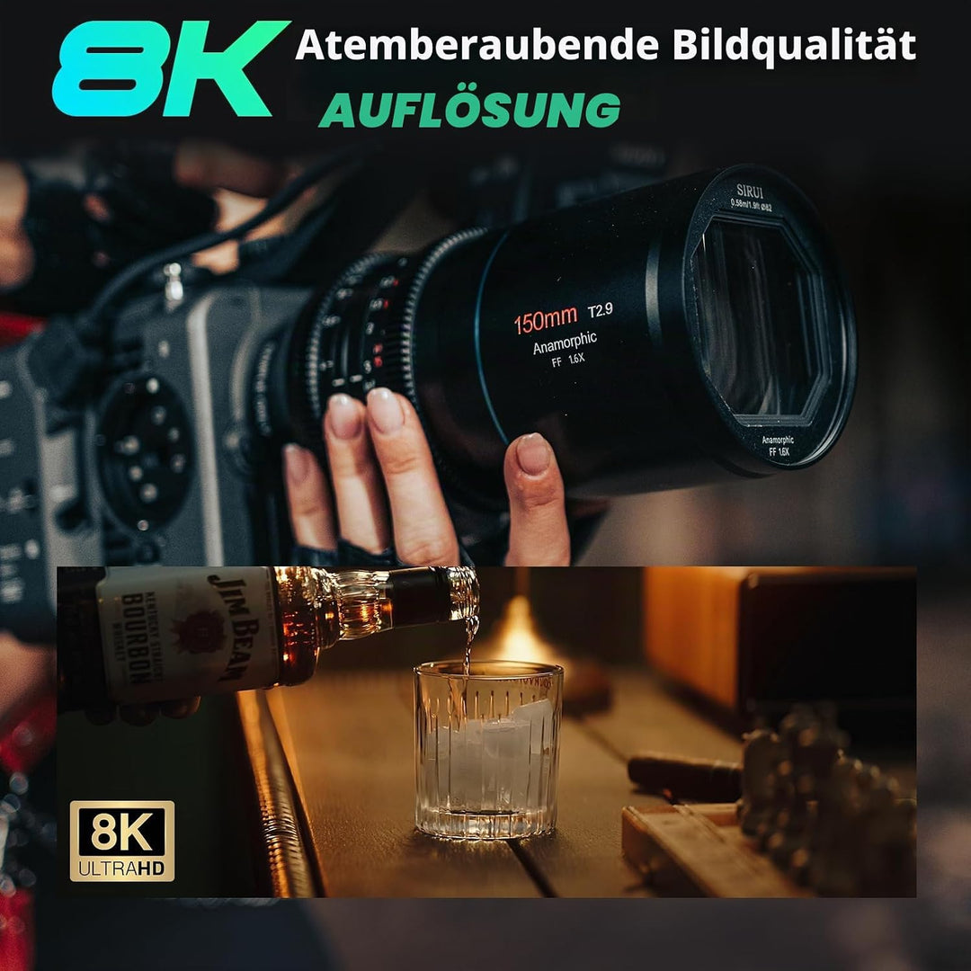 SIRUI 150 mm T2.9 1.6X Vollformat anamorphes Teleobjektiv (Venus 150 mm E Mount) 150mm, 150mm