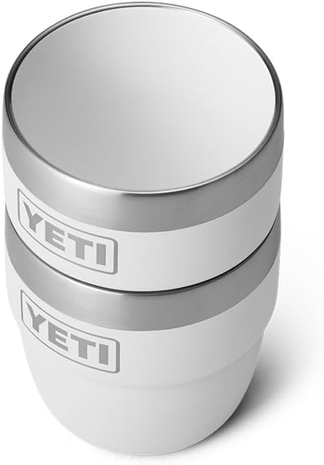 YETI Rambler stapelbare Tasse, Edelstahl, vakuumisoliert, Espresso/Kaffeetasse, 2 Stück, Weiss