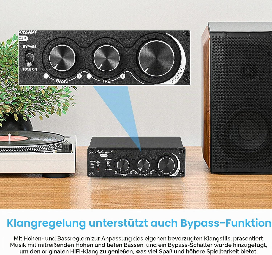 Nobsound 1002P Mini HiFi Stereo Verstärker mit TPA3221 Chip, 2 Kanäle Digitalverstärker, 200W Class