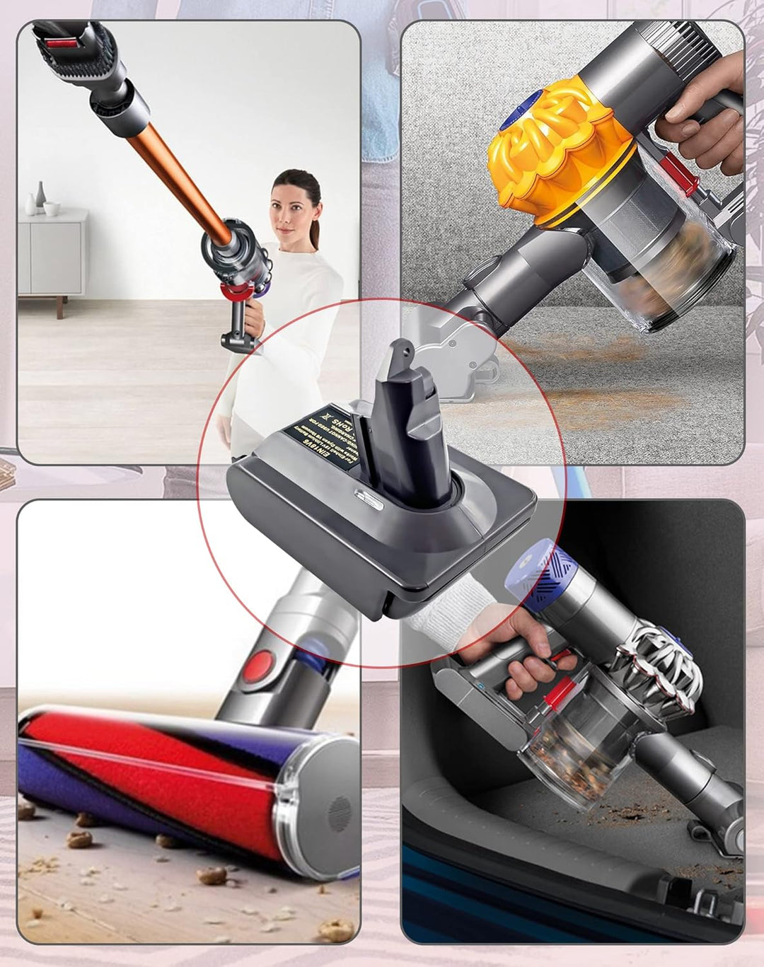 BTRUI für Dyson V6 Akku Adapter für Einhell 18V Power X Serie Lithium Akku auf für Dyson V6 Vacuum D