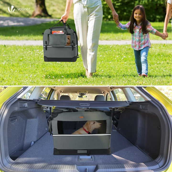 VOUNOT Hundebox faltbar, Transportbox Katze Hunde, Hundetasche, Oxford-Gewebe, Netzstoff, Atmungsakt