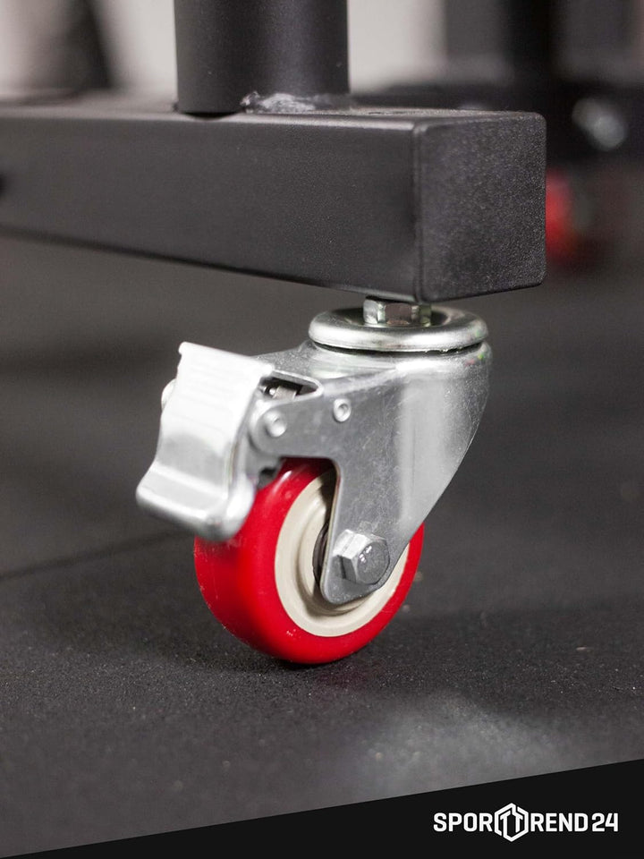 Sporttrend 24® Bumper Plate Rack auf Rollen bis 400kg mit 50mm Scheibenaufnahme | Hantelscheibenstän