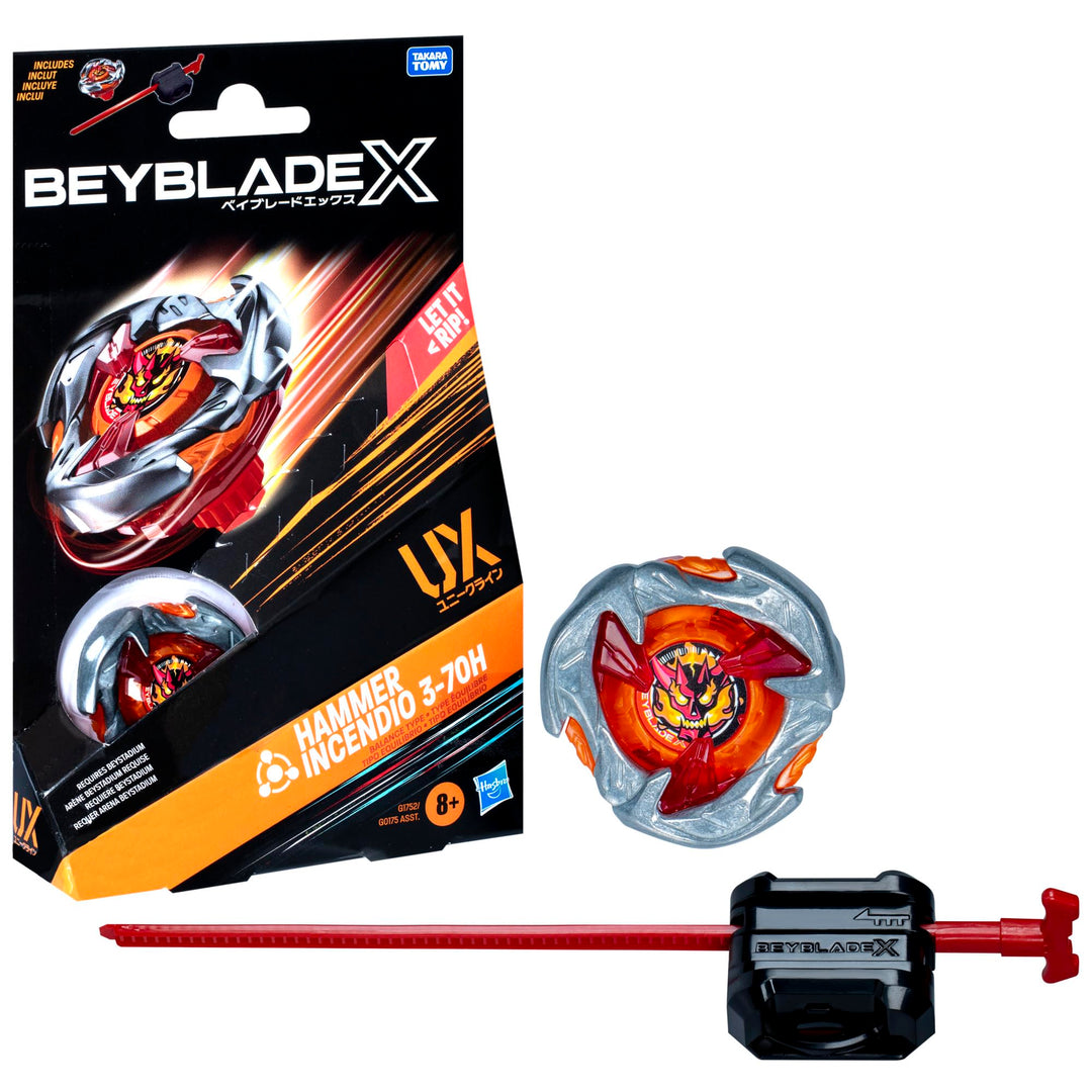 Beyblade X Hammer Incendio 3-70H UX Starter Pack Set mit Balance-Typ Top und Launcher; Authentische
