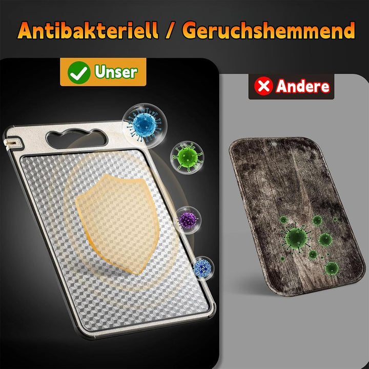 Titan Schneidebrett mit Auffangschale & Messerschärfer,S304 Edelstahl Schneidebrett Doppelseitiges L