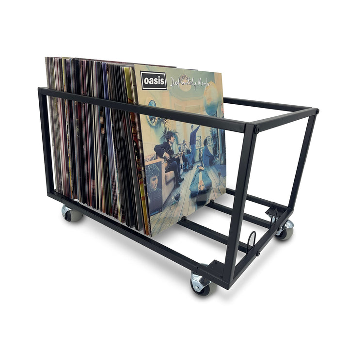 Schallplatten-Halter auf Rädern – für bis zu 100 LP – Albumhalter – Vinyl-Schallplatten-Organizer –