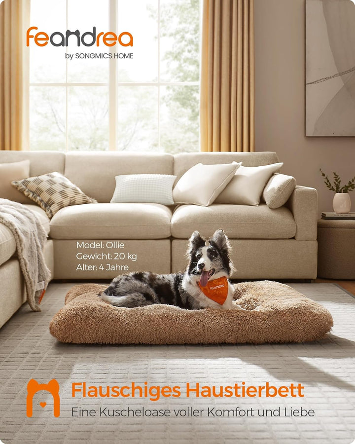 Feandrea Hundebett, Hundekissen, Flauschige Hundematte, Langer Plüsch, 122 x 74 cm, weiche Polsterun