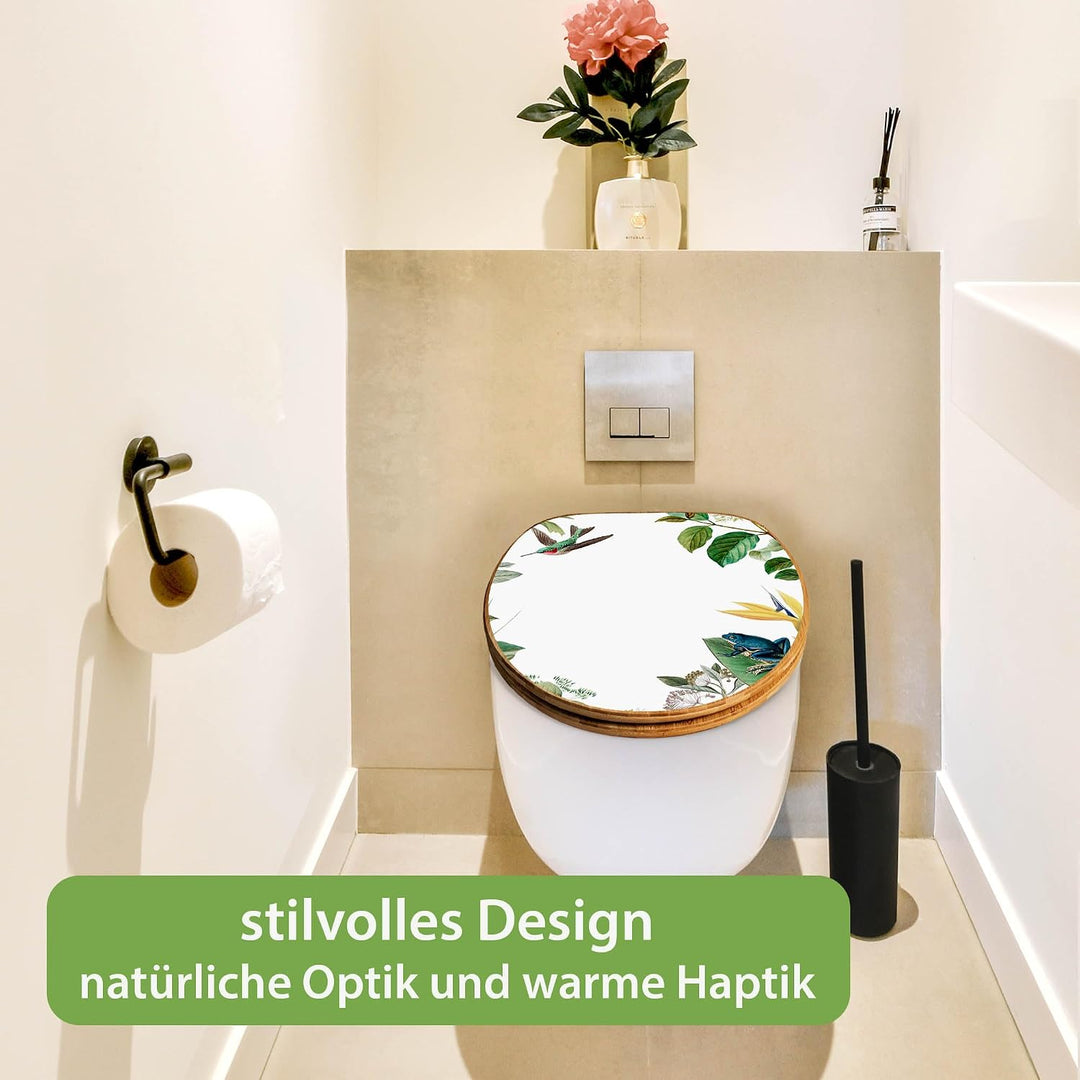 banjado Design WC Sitz Bambus Absenkautomatik 45,8x37,5cm - Toilettendeckel mit Absenkautomatik Holz