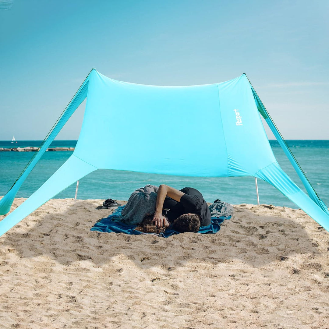 Strandzelt Sonnenschutz Strand zelte strandmuschel Muschel UPF50+ mit Sandschaufel, Erdnägeln und St
