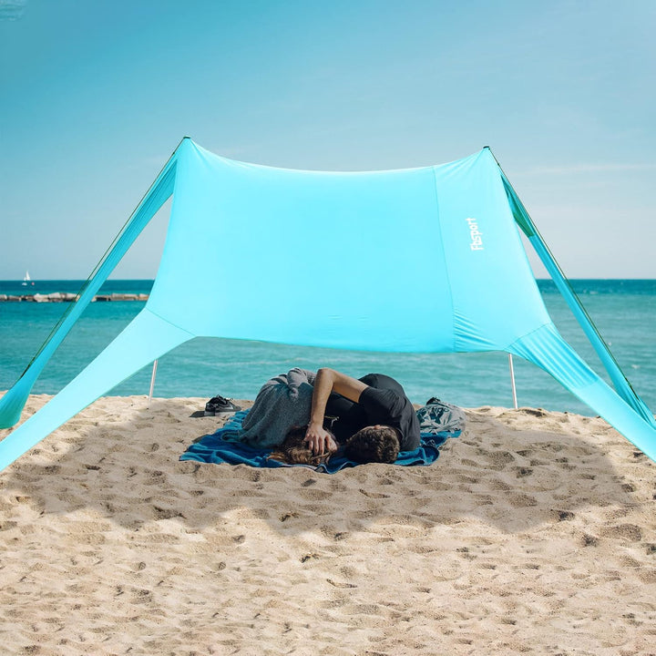 Strandzelt Sonnenschutz Strand zelte strandmuschel Muschel UPF50+ mit Sandschaufel, Erdnägeln und St