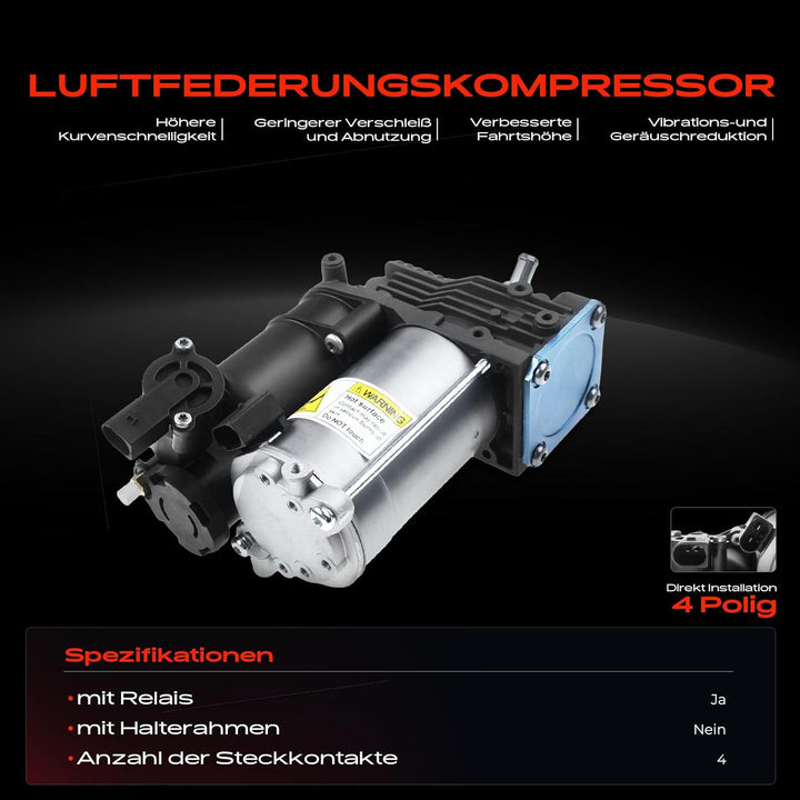 Frankberg Luftfederung Kompressor Kompatibel mit Viano Vito Bus Vito/Mixto Kasten W639 2003-2013 Rep