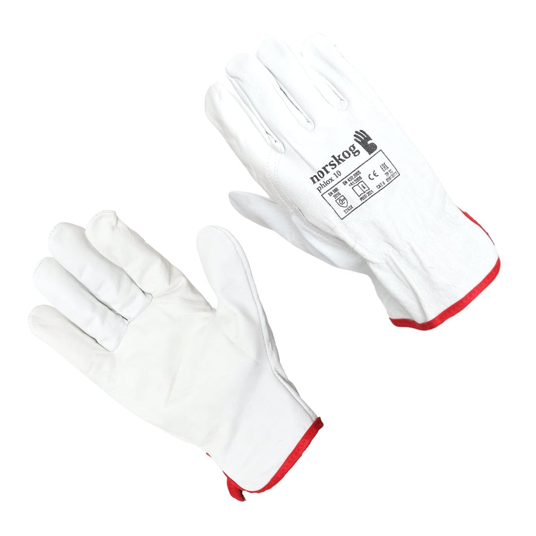 norskog PHLOX - Schutzhandschuhe I 12 Paar I Elastische Band I Kanadischer Handschuhe aus Rindsleder