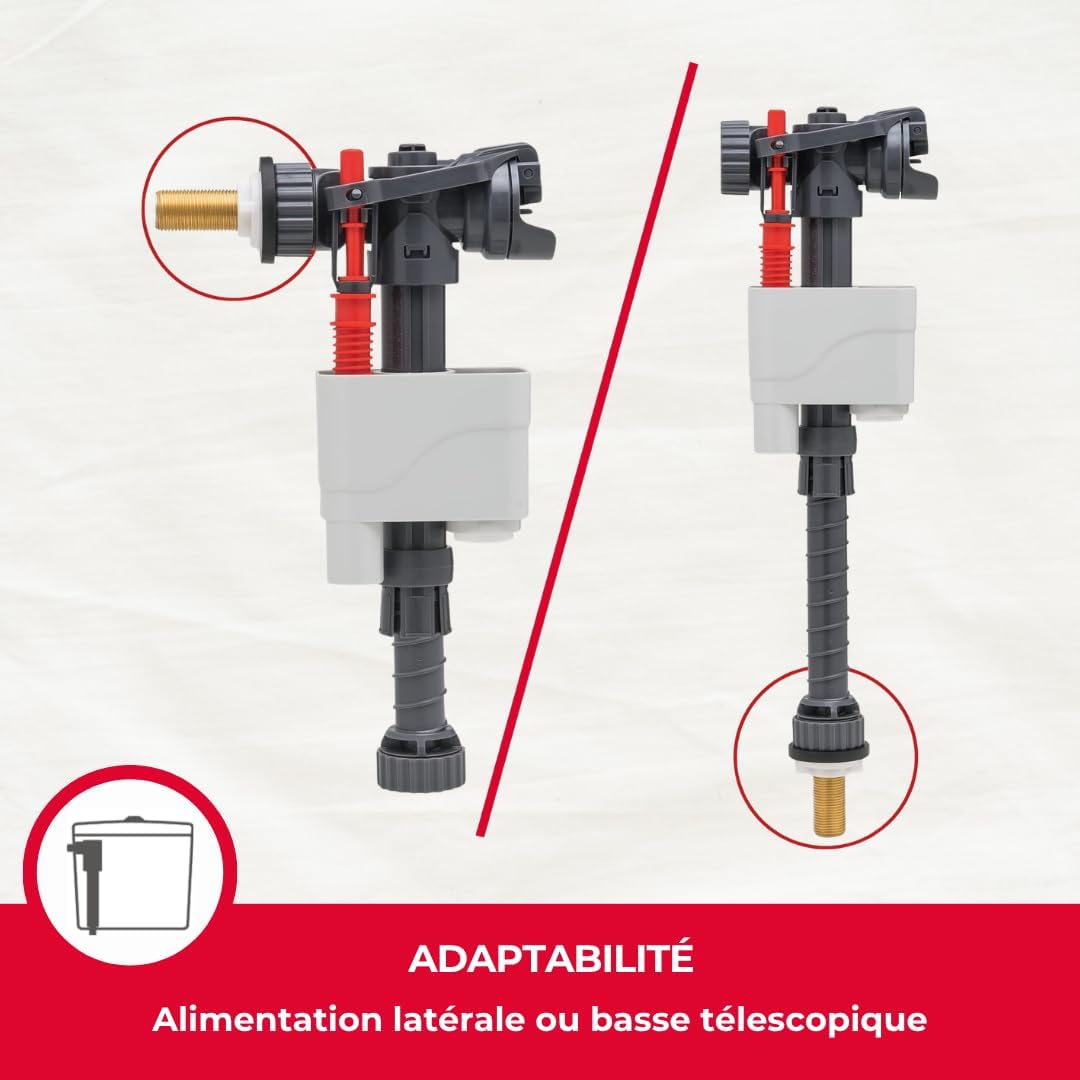 Wirquin 10722514 – Komplettset mit Doppelspülung, MW2-Mechanismus und Schwimmerventil Doblo