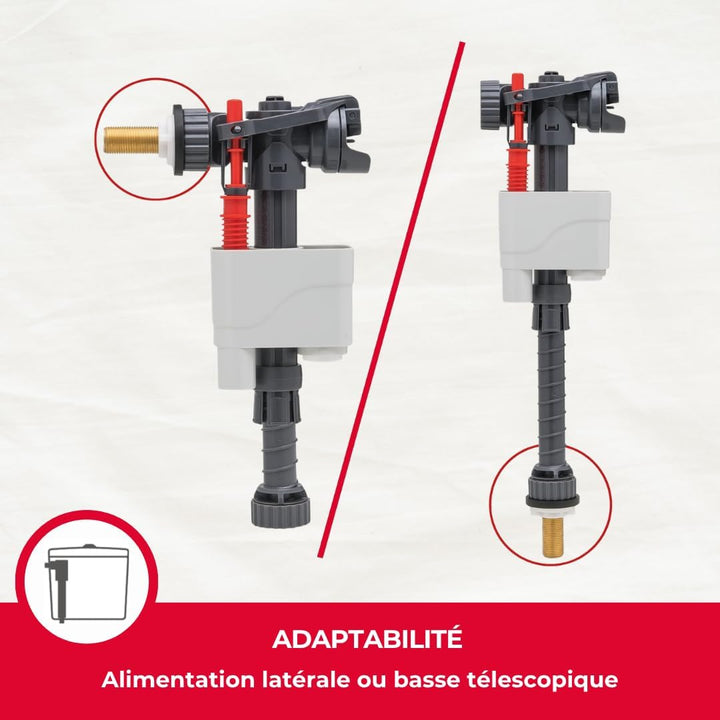 Wirquin 10722514 – Komplettset mit Doppelspülung, MW2-Mechanismus und Schwimmerventil Doblo