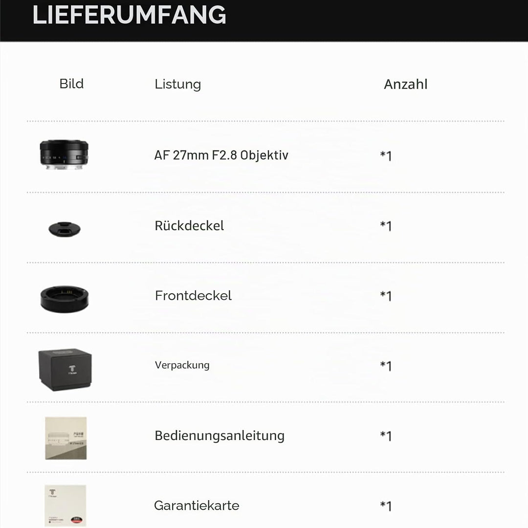 TTARTISAN 27mm F2.8 Objektiv Autofokus APS-C für spiegellose Kamera nur für Sony E-Mount Kameras A50