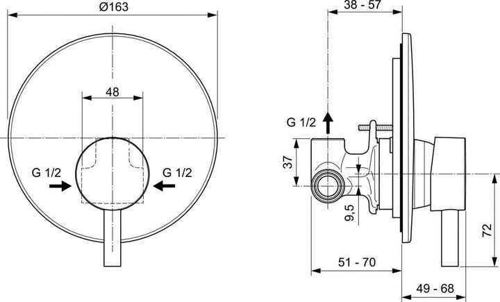 Ideal Standard A6940AA Ceraline Miscelatore incasso doccia, completo, cromato Einbauarmatur, chromfa