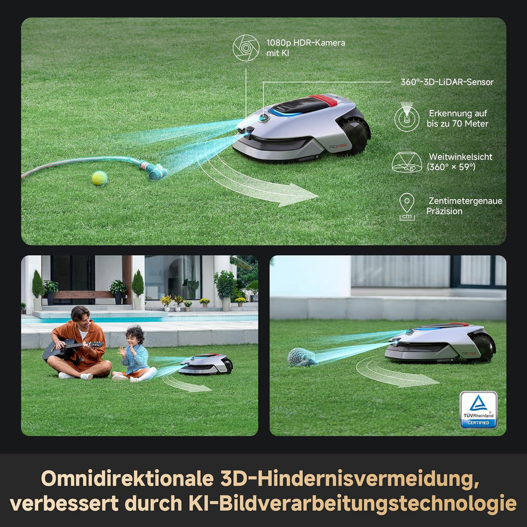 DREAME A2 1200 Mähroboter – kabellos ohne RTK, für Flächen bis zu 1200 m², mit 360° 3D-LiDAR & KI-Vi