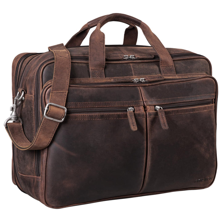 STILORD Gigantus XXL Aktentasche Leder Laptoptasche 17,3 Zoll bis 19 Zoll Sehr Grosse Umhängetasche