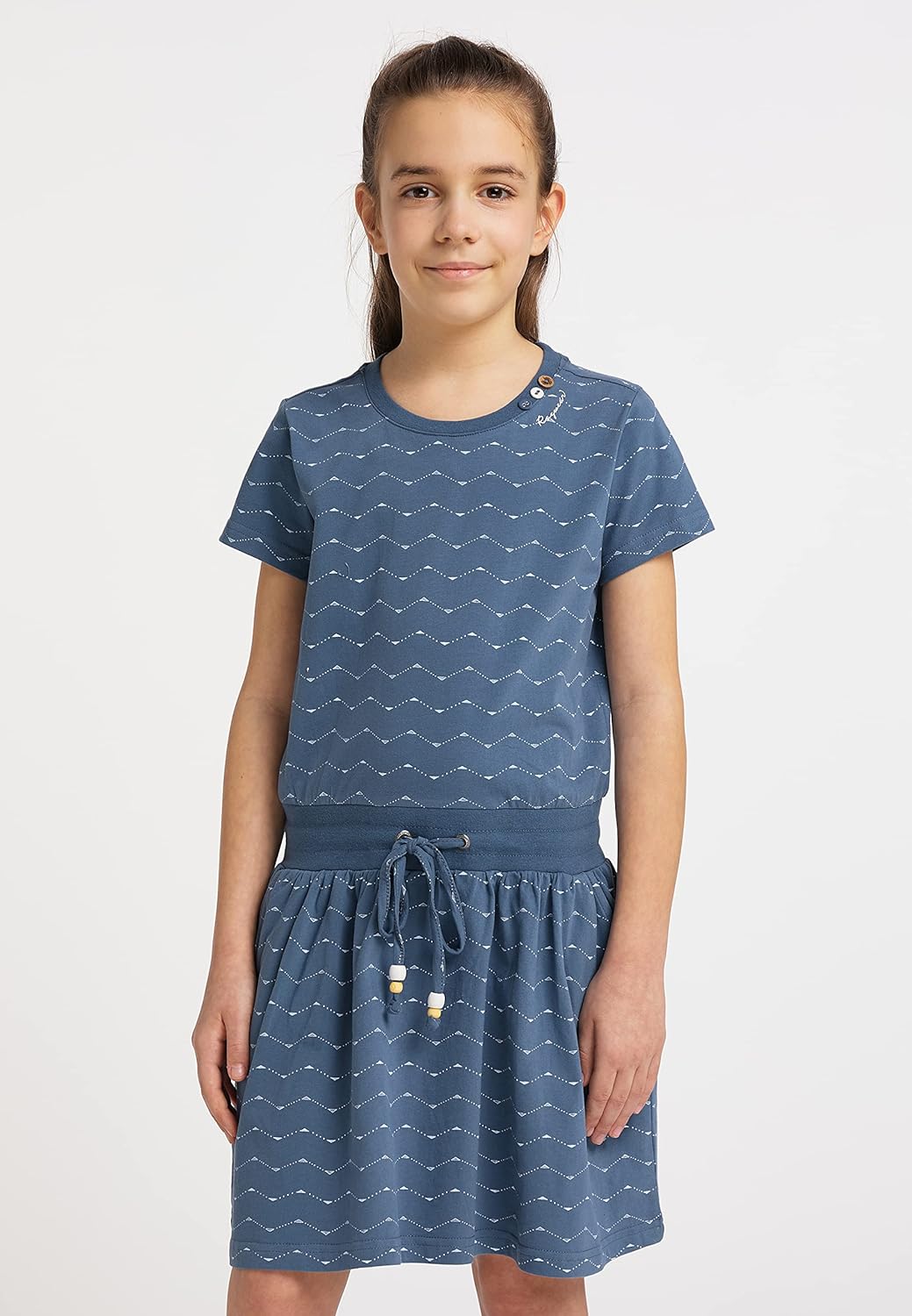 Ragwear Mädchen Kleid MAGY Zig ZAG Sommerkleid in sommerlichen Farben aus weicher Baumwolle 128 Blau