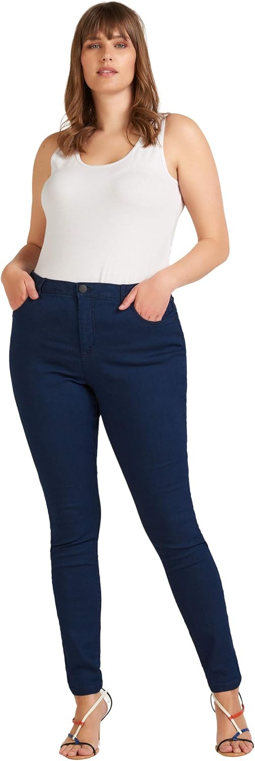Zizzi Grosse Grössen Damen Super Slim Amy Jeans mit hoher Taille Gr 42-56 46W / 30L Dark Blue, 46W /