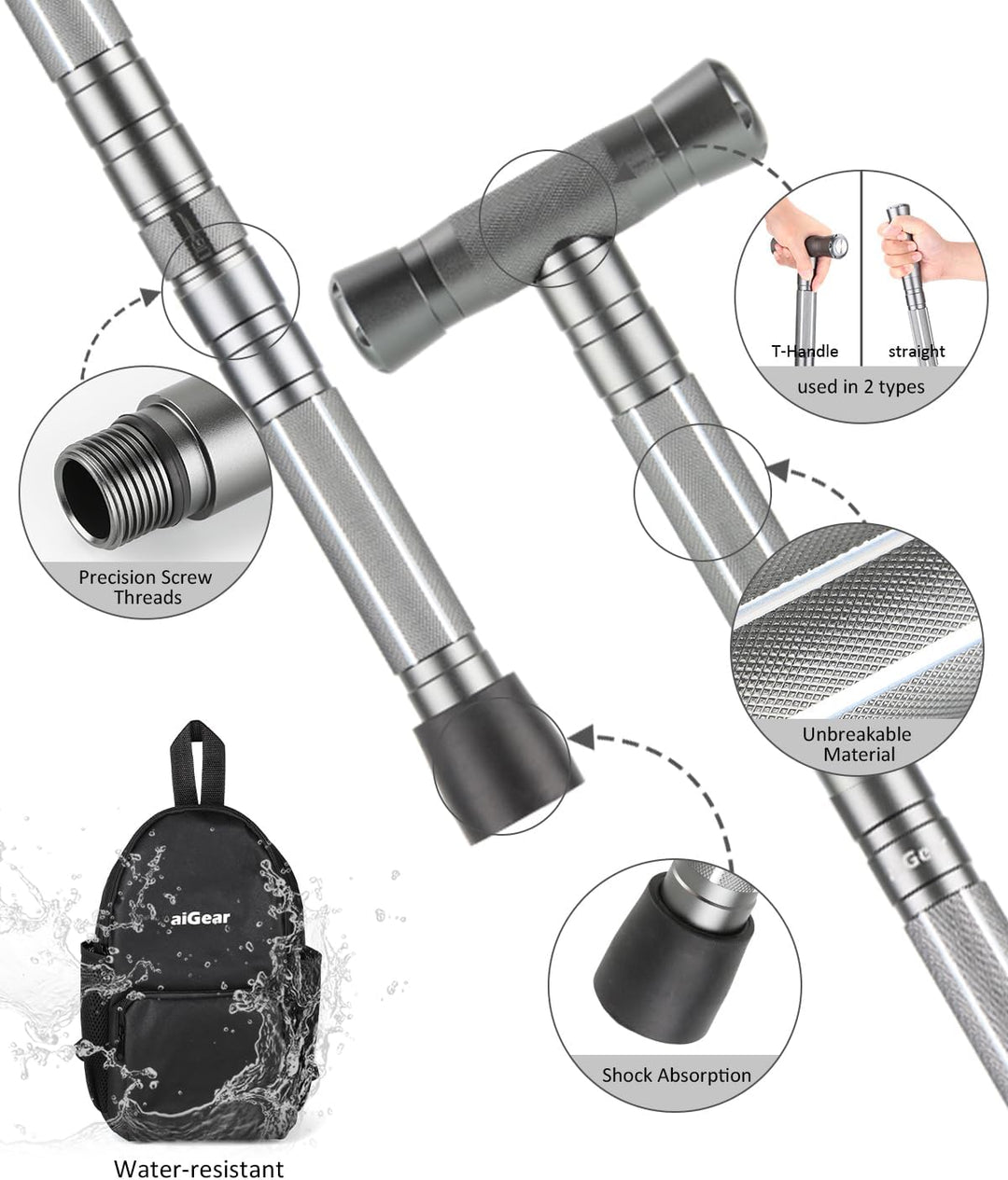 aiGear Taktischestöcke/Wanderstöcke | Upgraded Aluminium Taktische Pole Taktischer Stock | Outdoor 5