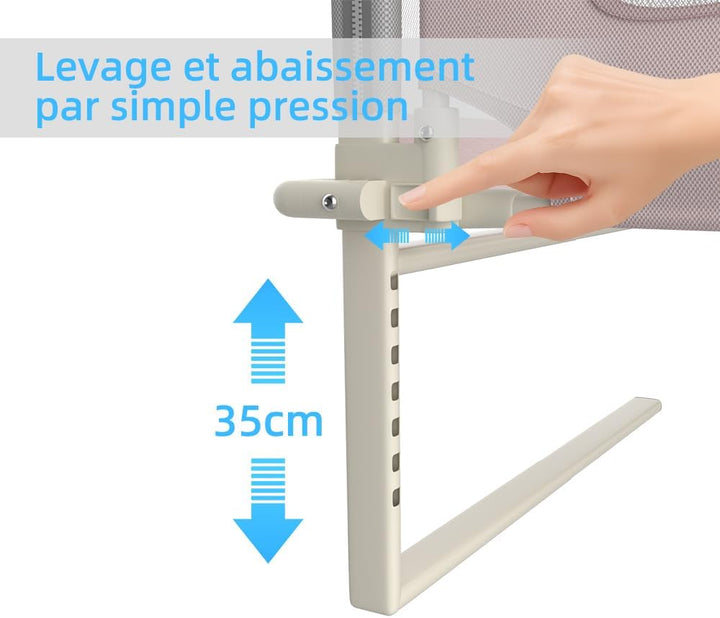 OHMG Bettgeländer,Sicherheitsgitter für Kinder,Sicherheitsgitter für Bett,höhenverstellbar,tragbar,B