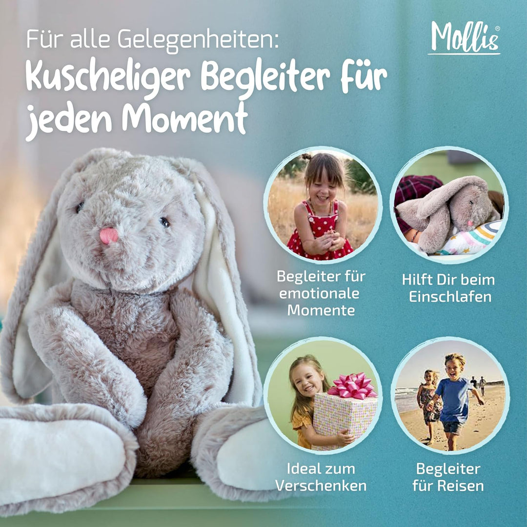 Mollis Kuscheltier - Kuschelhase - 60 cm - Plüschtier-Hase - Kinder-Kuscheltier - weiches Stofftier