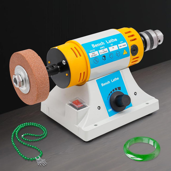 Tisch Poliermaschine Elektrisch, Schleifmaschine mit 2 Kegelspindeln und Faserrad, Schmuck Poliermas