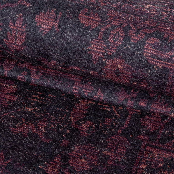 Carpetsale24 Waschbarer Kurzflor Teppich Läufer Schwarz 80x150 cm Vintage Design mit Rutschfester Rü