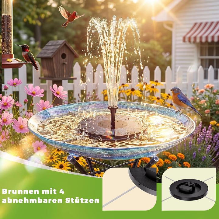 AISITIN Solar Springbrunnen Upgrade, 2,5W 160mm Solarbrunnen Solar Teichpumpe Outdoor Wasserpumpe So