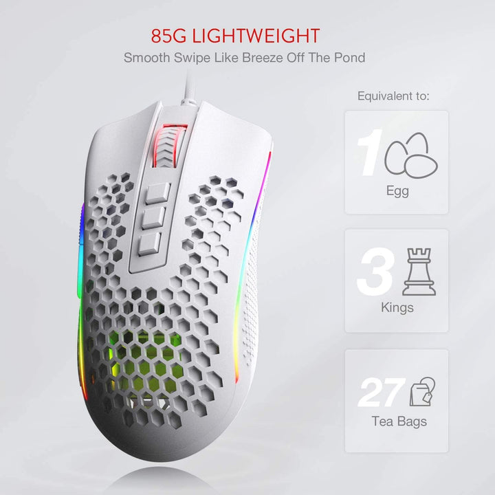 Redragon M808 Storm Leichtgewicht RGB Gaming Maus, 85g Ultraleichte Waben Design - 12.400 DPI Optisc