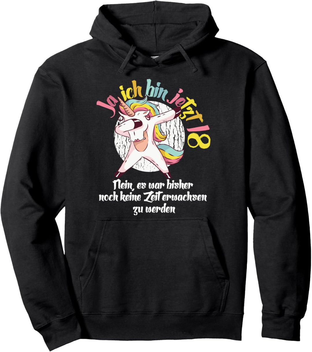 Ja ich bin 18 Einhorn 18. Geburtstag 2002 Mädchen Frau Pullover Hoodie