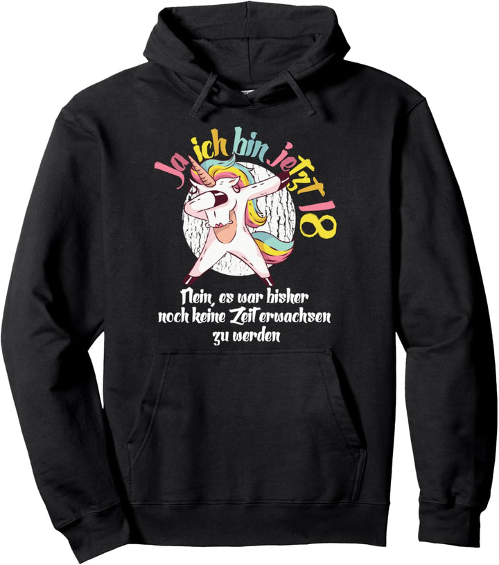 Ja ich bin 18 Einhorn 18. Geburtstag 2002 Mädchen Frau Pullover Hoodie