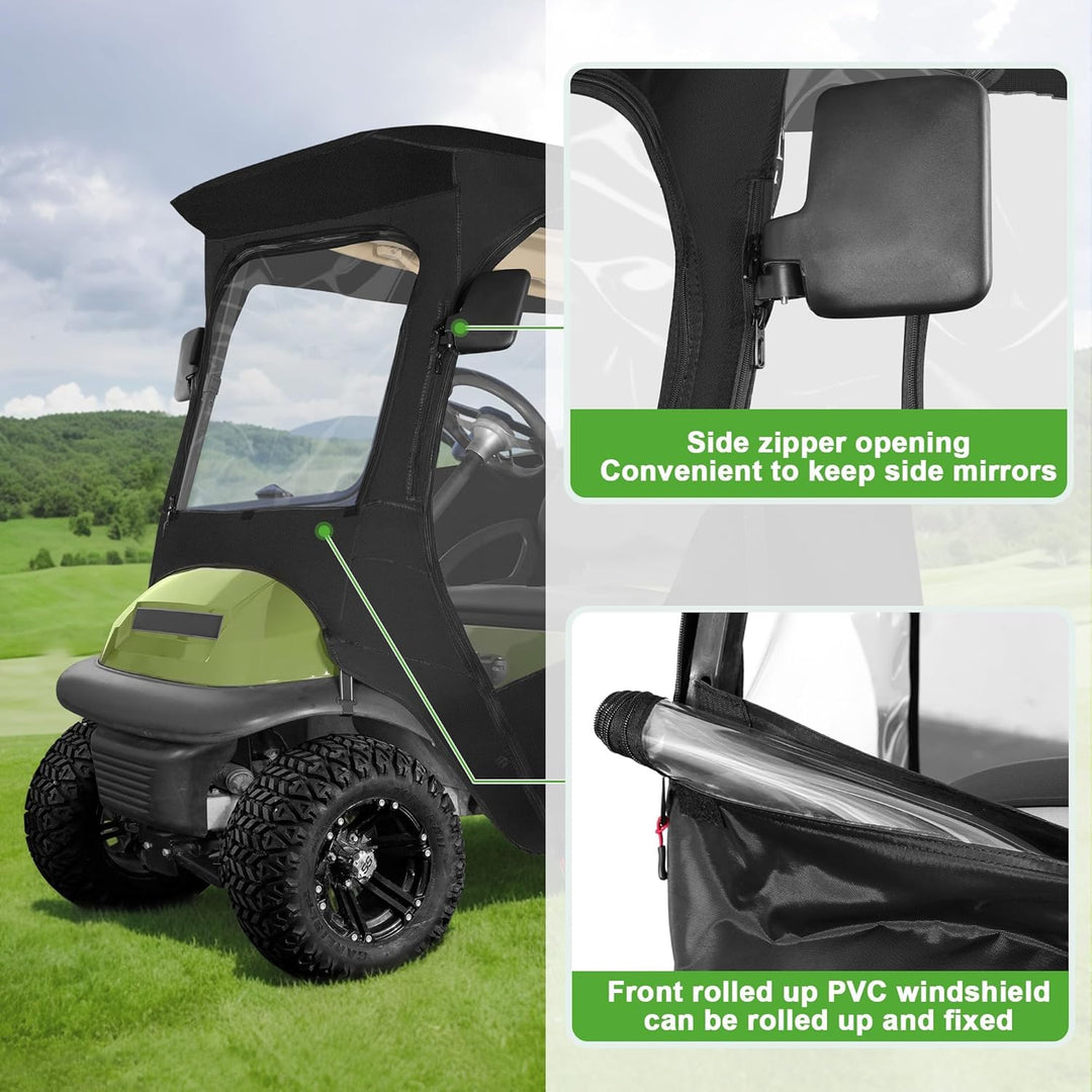 10L0L Golf Cart Deluxe Enclosure für 2 Passagiere Club Car Precedent & Temo,600D Winddicht Wasserdic