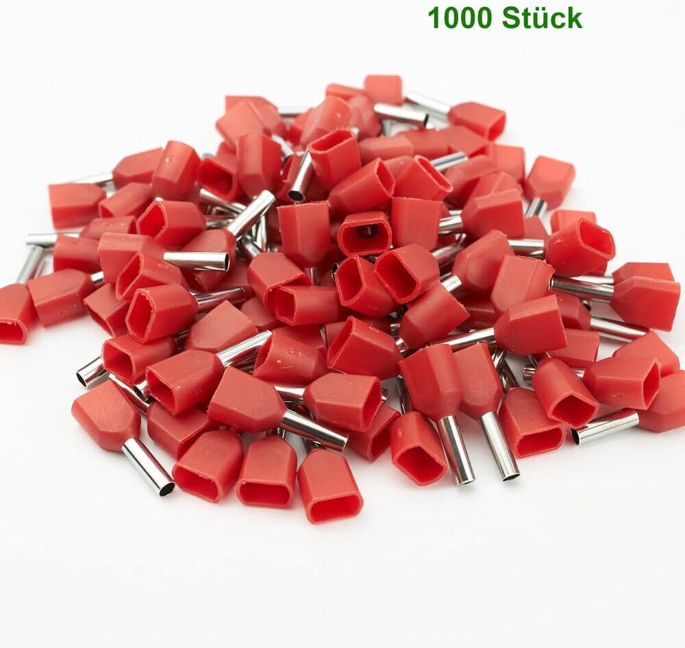 edi-tronic Twin Aderendhülsen isoliert 2x1mm² 1000 St. TE-2x1mm² rot 1000x Aderendhülsen 2x1mm² isol