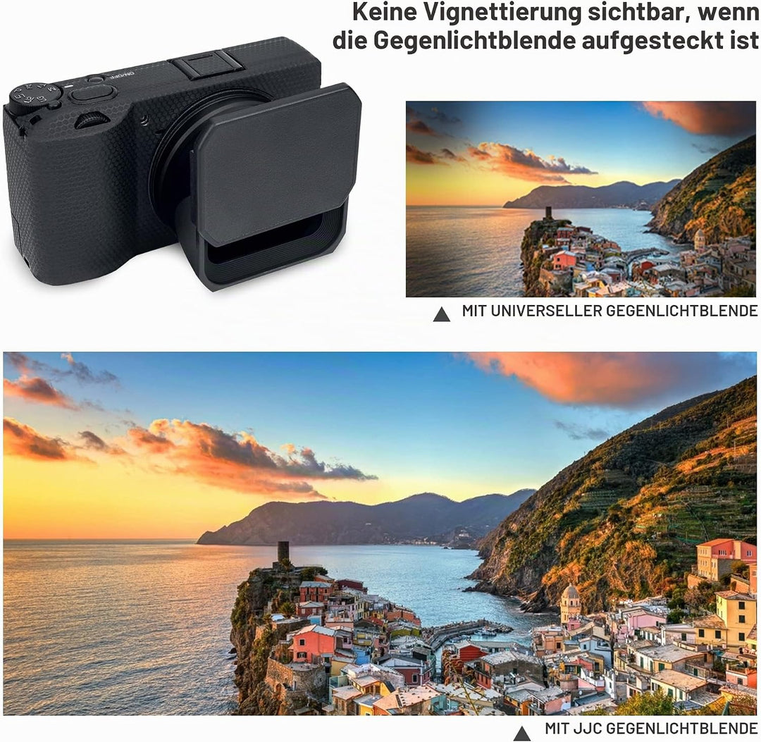 JJC Kamera-Gegenlichtblende aus Metall mit Haubendeckel für Ricoh GR IIIx GR3x Digitalkamera, reduzi