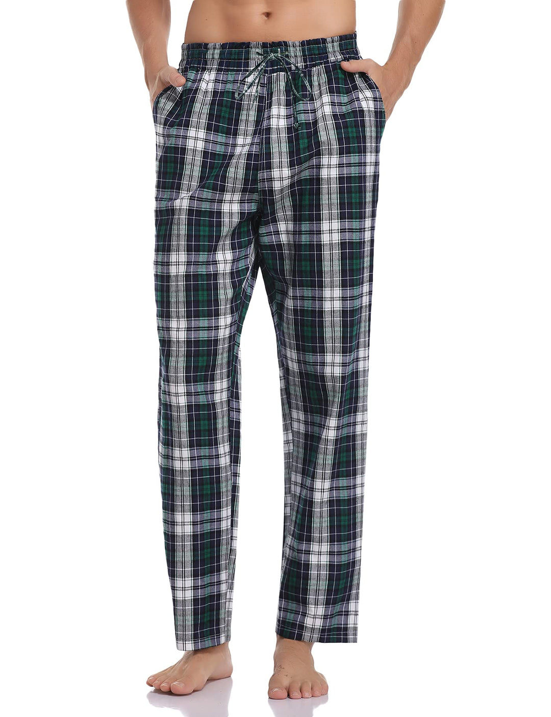 Aseniza Herren Schlafanzughose Lang Baumwolle Karierte Schlafhose Pyjamaunterteil Pyjamahose Freizei