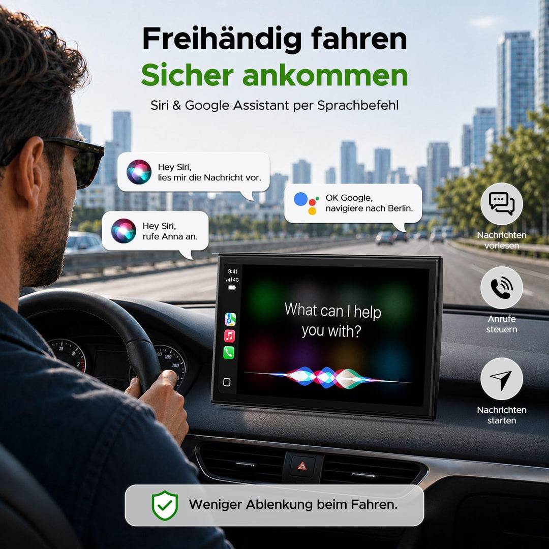 LAMTTO Wireless CarPlay Display &amp; Android Auto Display fürs Auto Nachrusten | 7 Zoll Tragbare Autora