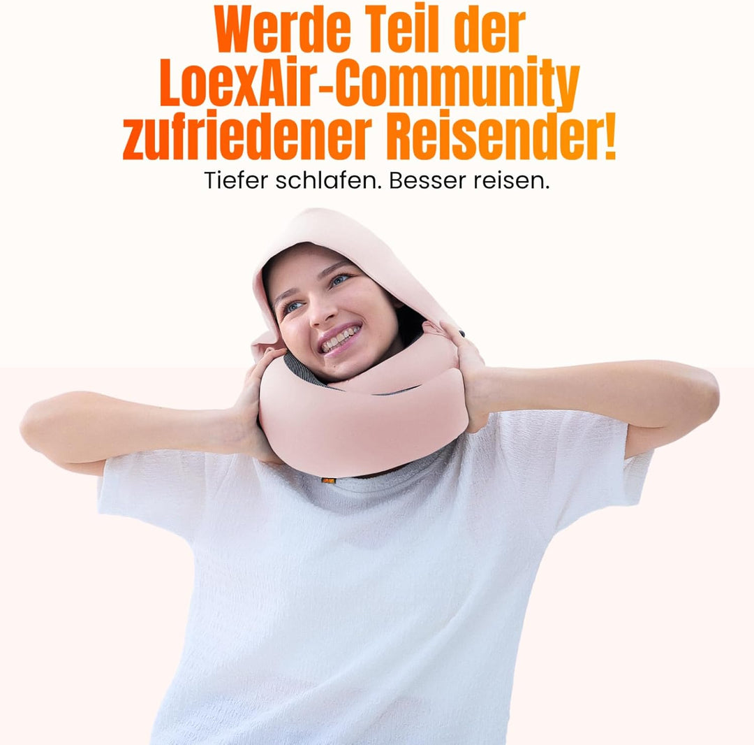 Hooded Pro Nackenkissen Flugzeug, Reisekissen aus Memory-Schaum mit Kapuze für Flugzeug, Reise &amp; Aut