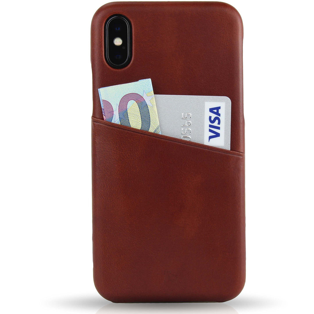 BULLAZO Menor Urban, Edle Hülle aus Leder mit Kartenfach, Kompatibel mit iPhone X 10 XS 10S, Braun,