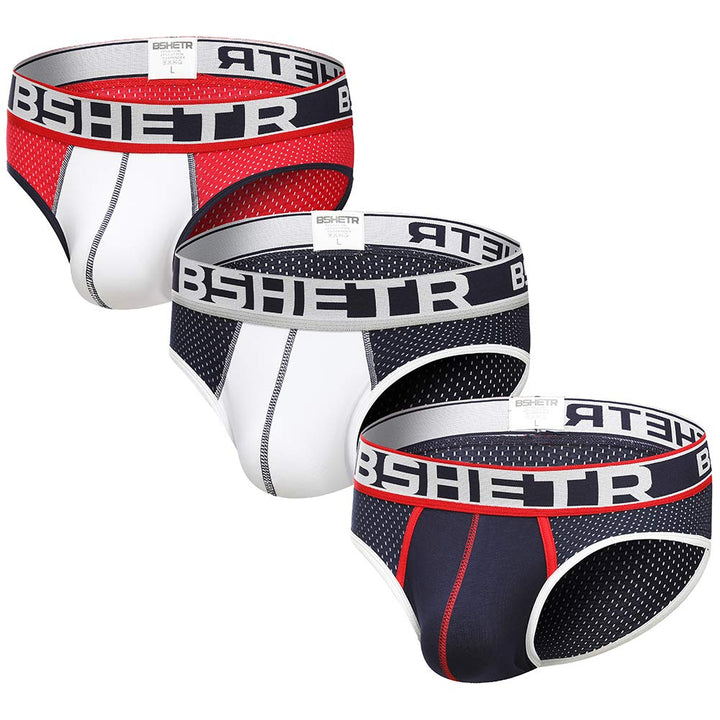 BSHETR Herren-Unterwäsche, Unterhosen Männer Slips, 3er-Pack, 5er-Pack, Netzstoff, niedrige Taille,