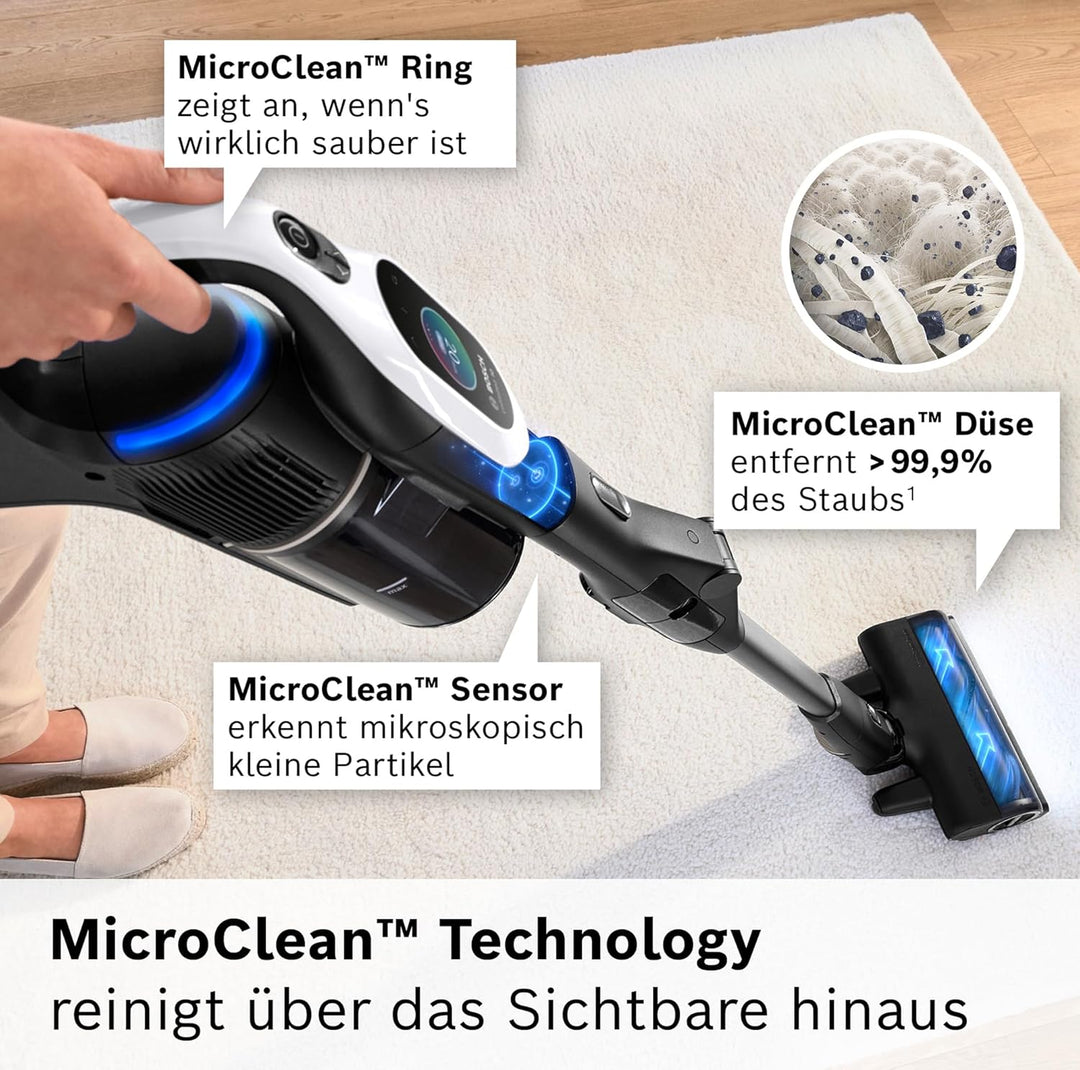 Bosch Akku-Staubsauger Unlimited 10 BTS1042WAC, kabellos, MicroClean Technology, TFT-Display, Staubk