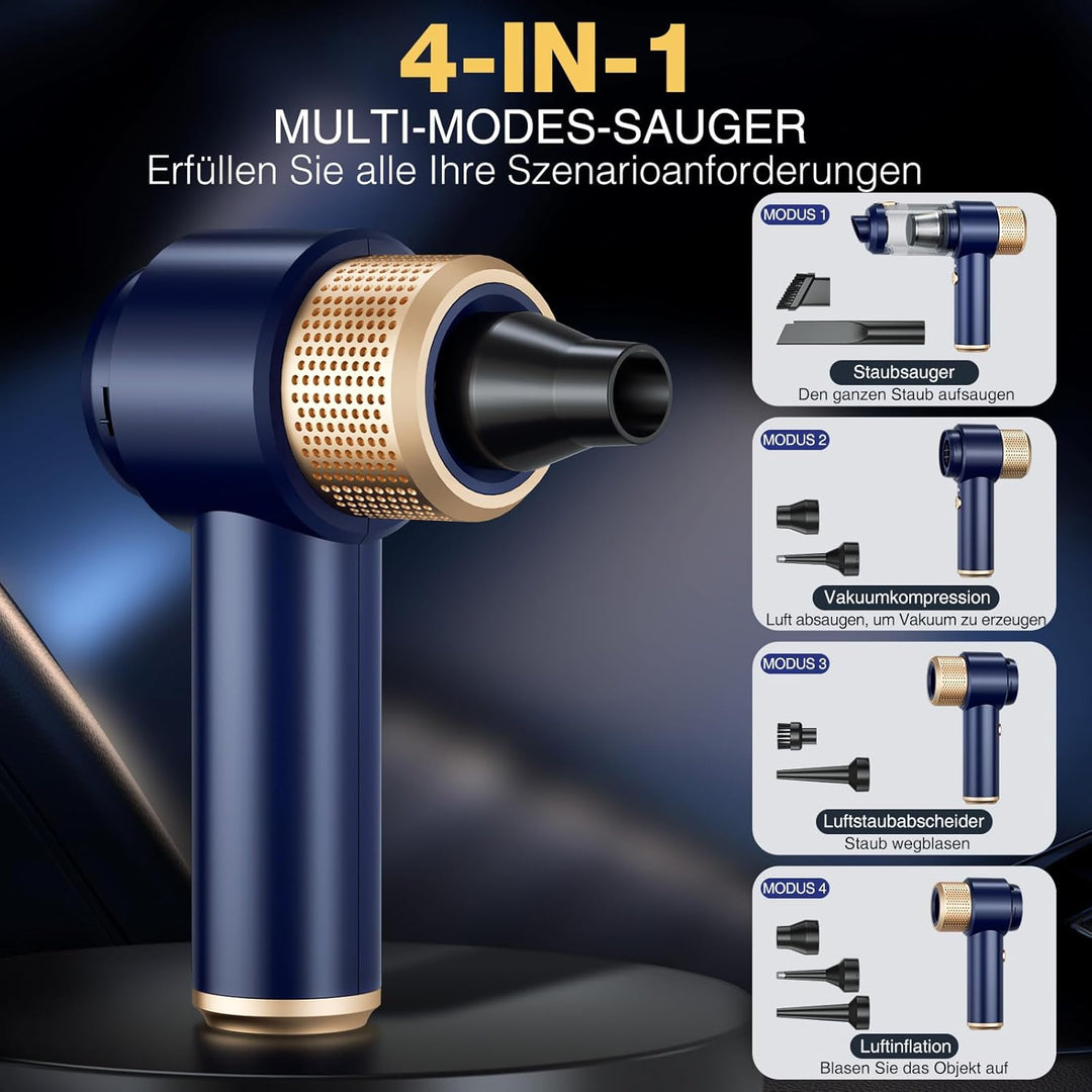 Dealswin 4-in-1 Handstaubsauger Kabellos, 15KPA Stark Auto Mini Staubsauger Tastatursauger, 100500 U