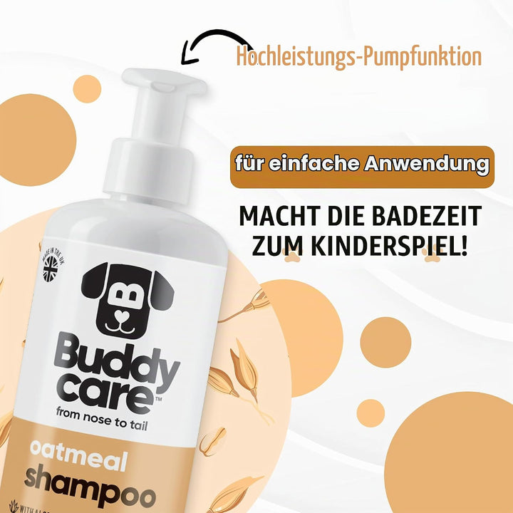 Haferflocken-Hundeshampoo von Buddycare - Shampoo für Hunde mit gereizter Haut - Beruhigend und Feuc