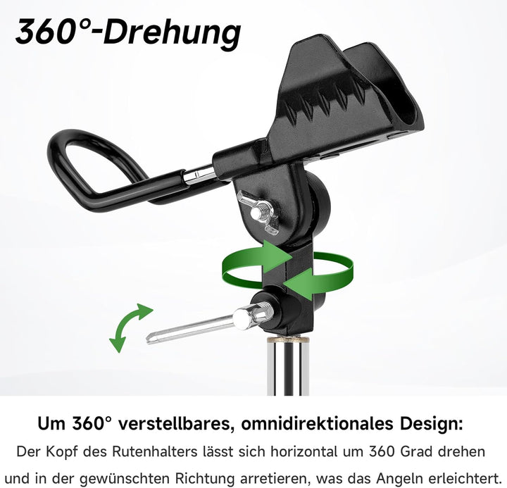 KOMCLUB Rutenhalter, Angelrute Halter 2 Stück Edelstahl Universal Ruten Ständer 360°Verstellbar Ange