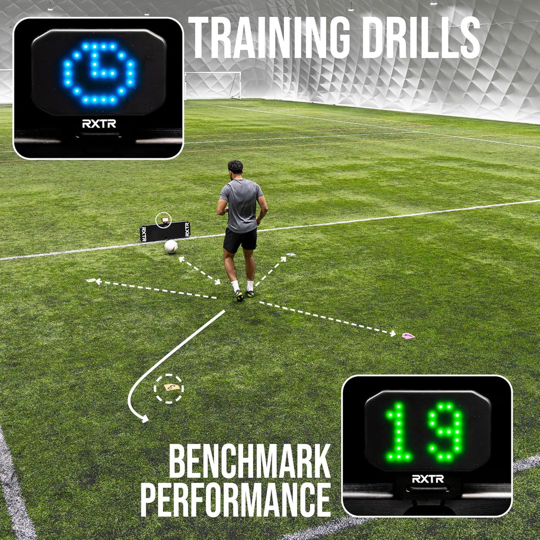 RXTR Reaktionstrainingslicht - Smartes Fussball-Trainingsgerät mit Echtzeit-Scoring, integrierten Bo