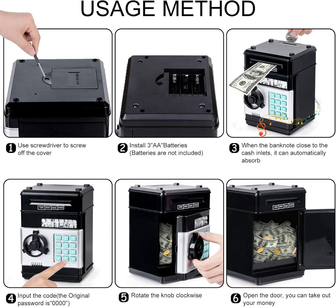 Thedttoy Spardose Scheine Elektronische Geldbank Geldtresor, Sparschwein ATM Tresor Kinder Digitaler