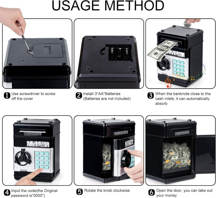Thedttoy Spardose Scheine Elektronische Geldbank Geldtresor, Sparschwein ATM Tresor Kinder Digitaler