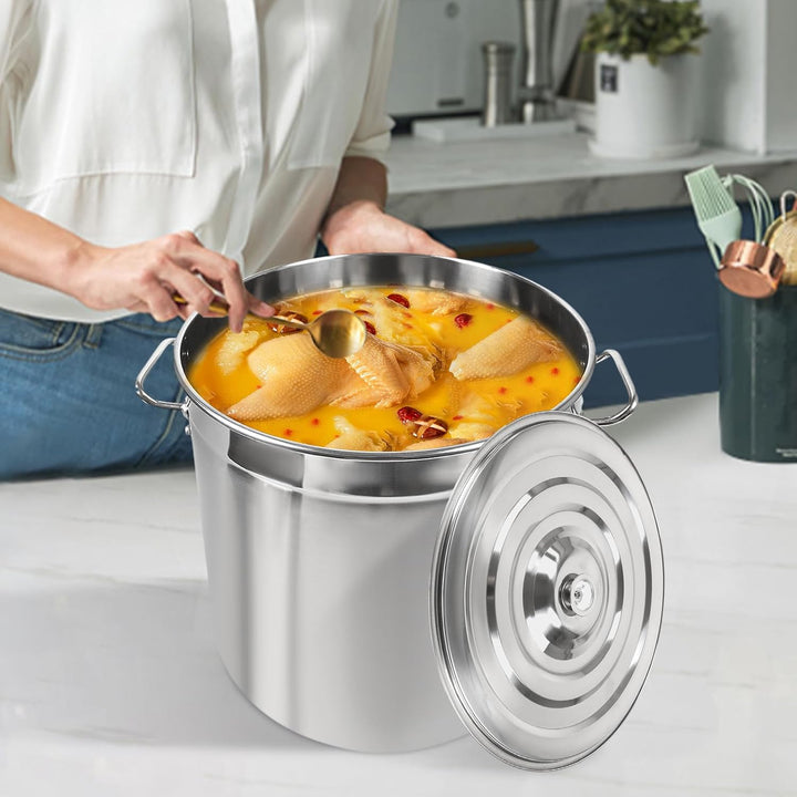 50L Kochtopf, Edelstahltopf mit Deckel, Suppentöpfe mit Grossem Fassungsvermögen, Camping Kochtopf,