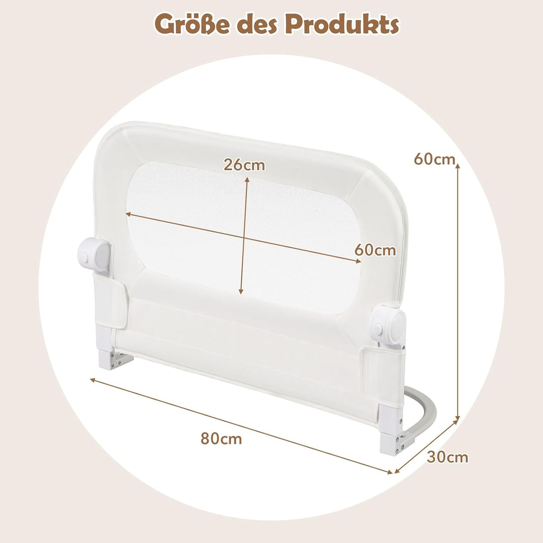 COSTWAY Bettgitter klappbar, 80 x 60 cm Bettschutzgitter mit abnehmbarem Oxford-Bezug, U-förmigem Ge
